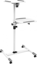 Stand multifuncțional cu 2 rafturi reglabile mobil pe roți Techly alb ICA-TB TPM-6