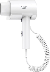 Uscător de par Adler AD2285w Sistem montare pe perete 3 setări temperatura Viteza 26m/s 18500 RPM 2000W (Alb)