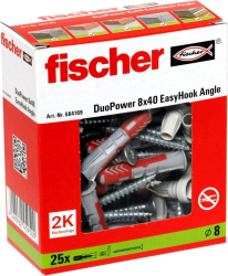 Fischer EasyHook Angle DuoPower 8x40 (white, 25 pieces, with EasyHook angle hook)