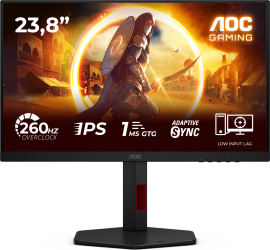 Monitor gaming AOC 23.8" 240Hz IPS 0.3ms Full HD WLED 260Hz (OC Native) MPRT 1ms GtG G-SYNC Compatible HDR 10