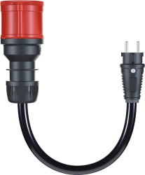 go-e adapter for Gemini flex 22 kW, CEE red three-phase current 32A > household socket (black, 30cm)