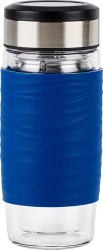 Emsa Tea Mug thermal tea mug 0.4 liters (blue/transparent, glass, screw cap)