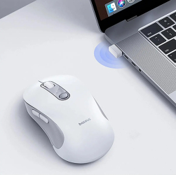 Mouse Baseus F02 PC sau NB wireless B0203302 2.4Ghz optic 800/1200/1600 dpi click silențios butoane/scroll 4/1 (Alb)