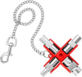 KNIPEX universal key 00 11 06, socket wrench (silver/red, for common cabinets and locking systems)