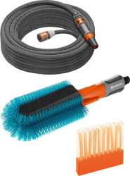 Gardena Cleansystem bicycle washing set, washing brush (grey/turquoise, incl. 10 soap sticks, hose, cleaning syringe)