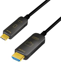 CABLU video Logilink, adaptor USB 3.1 Type-C (T) la HDMI (T), 15m, AOC, rezoluție maximă 4K UHD (3840 x 2160) la 60 Hz, conectori nichelati, metal, dublu ecranaj, negru, ''CUF0101'' (timbru