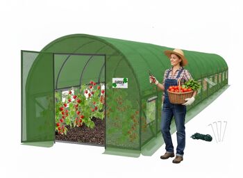 Sera Grădină 12x5x2m Tip Tunel Pentru Legume, Verde — imaginea 2