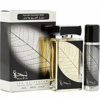 Najdia Silver Lattafa 100 ml apa de parfum + 50 ml deodorant spray bărbați