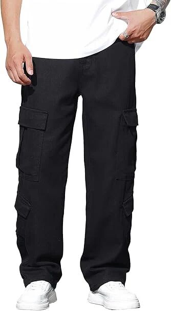 Pantaloni cargo usori pentru barbati rezistenti la uzura negri XS