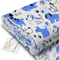 Tesatura impermeabila material pentru tapiterie de exterior 160x100 cm pretabil fata de masa gradina Blue Dogs