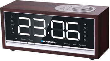 Blaupunkt CR60BT Bluetooth Radio Alarm Clock, brown wood