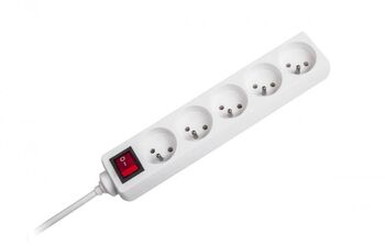 Prelungitor de alimentare Rebel 5 prize Cu comutator 3 m 2300 W Alb