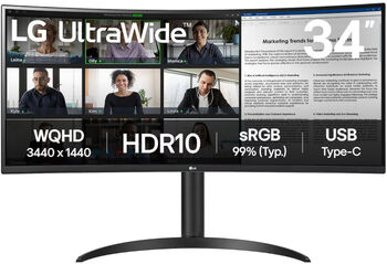 Monitor curbat LG 34" 100Hz VA UltraWide QHD HDR negru - imagine 1