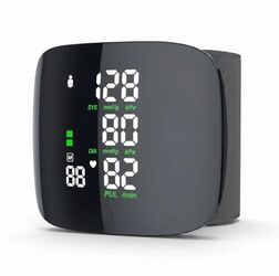 Tensiometru de incheietura Afisaj LED cu caractere mari vizibile Auto-masurare Detectare puls neregulat Validar clinic 99 Memorii Negru Cutie depozitare