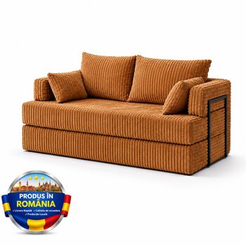 Canapea extensibila Tilia T56 Saffron catifea Premium 3 locuri montaj rapid livrata roluita 190x82x90 cm Mobila Mega