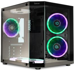 Carcasa Spacer AQUARIUM Mini Tower mATX fără sursa sticlă securizată 6 x ARGB fan HUB telecomanda USB 3.0 x 1 USB Type-C x 1