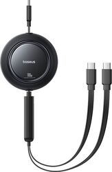 Cablu Baseus Free2Pull retractabil Fast Charging USB-C la 2x USB-C, 100W, 1.2m, Negru