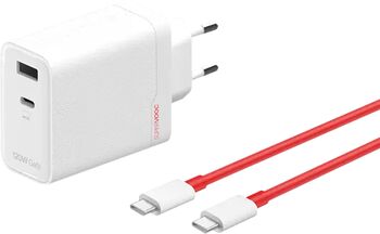 Incarcator rețea OnePlus SUPERVOOC Dual Port 120 W USB Type-C + USB-A Cablu USB Type-C 1m (Alb)