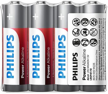 Baterii Philips Power Alkaline AA 4-foil w/ sticker