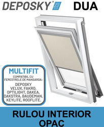 Rulou interior opac DEPOSKY DUA compatibil cu Dakea Velux Fakro Optilight Baudeman - 66 x 98 / 118 / 140 FxA 4217 - GRI