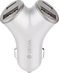 Incarcator Auto Devia Smart Series 2 x USB-A + 2 x Type-C, Fast Charger 48W QC3.0, Argintiu