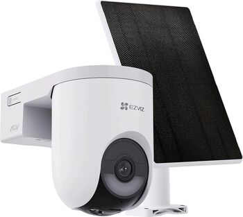 Kit Camera IP Wireless Ezviz HB8 Lite 2K+ IR 15m Motion Detection panou solar Type-C baterie 5200mAh alb