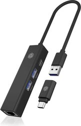 Hub USB Raidsonic IcyBox IB-HUB1439-LAN 4 Porturi Gigabit LAN Negru