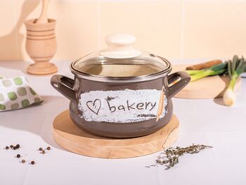 Oală cu capac din sticlă Bakery Metalac email 14cm 1.65l