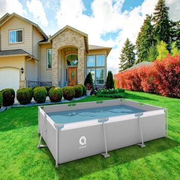 Piscină dreptunghiulară cu cadru metalic 300x207x65 cm gri