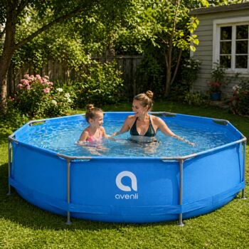 Piscină Rotundă 305x76 cm Cu Cadru Metalic Avenli Albastră