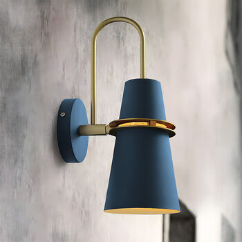 Corp de iluminat tip aplica conică pentru perete AB Luxury Concept&reg E27 de interior model nordic design elegant minimalist iluminare ambientala materiale premium Albastru și Auri