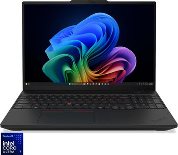 Lenovo Laptop Lenovo ThinkPad T16 Gen 5, Procesor Intel® Core™ Ultra 7 355 (12M Cache, pana la 4.70 GHz) 16 inch, WUXGA, 32GB RAM, 512GB SSD, Intel Graphics, Windows 11 Pro, Negru - imagine 1