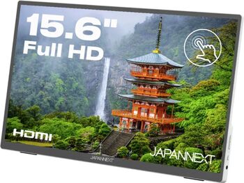 Monitor portabil touchscreen Japannext 15.6" IPS Full HD HDMI USB-C Boxe (Argintiu)
