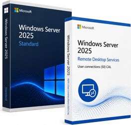 Windows Server 2025 Standard + Windows Server 2025 Remote Desktop Services User connections 50 CAL