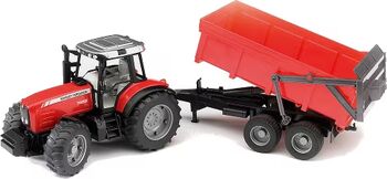 Tractor Bruder de Jucarie Massey Ferguson 7480 cu Remorca Basculabila