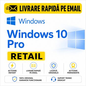 Windows 10 Pro Retail - Licență Permanenta