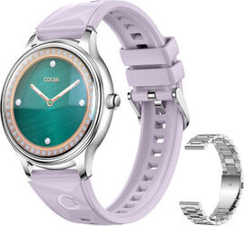 SmartWatch COLMI L28 (argintiu-violet + curea din oțel argintiu)
