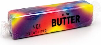 Jucarie antistres Squishy Salted Butter design baton unt multicolor 4 oz / 113 g moale si elastica