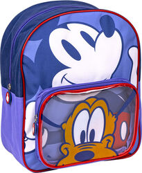 Rucsac Mickey Mouse cu buzunar transparent 25x30x12 cm
