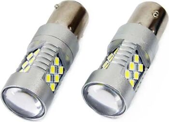 Set becuri auto cu LED CANBUS compatibil P21W BA15S 24 SMD 6.2W Alb 12/24V- destinat competitiilor auto sau off-road