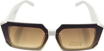 Ochelari de soare dama Tiara rama alb-crem cu maro degrade forma patrata lentile maro fumurii protectie UV 400