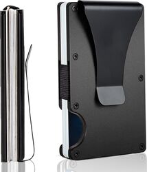 Portofel NeoHGS&trade Tip Portcard Protectie RFID Anti-Furt Unisex Material Aluminiu Suport 12 Carduri si Bacnote 8.5x5.5x1 cm Negru
