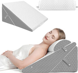 Set 3 Perne Ortopedice Reglabile 10 in 1 Linomag® Forma de Pana pentru Somn Confortabil Recuperare Post-Operatorie si Suport pentru Spate Gat si Picioare Husa Detasabila si Lavabila