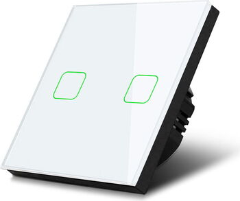 Întrerupător inteligent Maclean MCE703W Touch light switch, double, glass, white with square button Alb