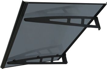 Copertină de Ușă MAPROFI VIVIEN PRO 150x100 cm Negru Antracit din Plexiglas/Acril de 2.7 mm Jgheab Integrat pentru Scurgere