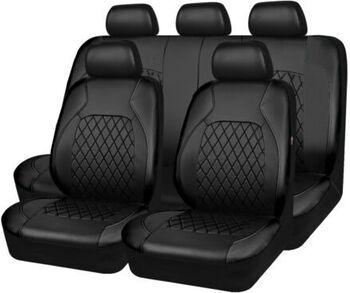 Set Huse Scaune Auto RoGroup Roma piele sintetica premium cu fermoare pentru bancheta rabatabila 9 Bucati culoare negru