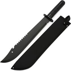Sabie de vânătoare DEPOX&reg Ninja Blade mâner metal 50 cm negru teaca inclusă