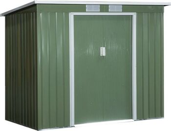 Căsuță/magazie/sopron de grădină pentru depozitare unelte cu structura baza inclusă oțel verde 213x130x173 cm