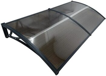 Copertină de ușă MAPROFI MODEL ECO 240x120 cm Negru/Bronz Placa Policarbonat 5 mm Suporturi din ABS