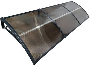 Copertină de ușă MAPROFI MODEL ECO 300x120 cm Negru/Bronz Placa Policarbonat 5 mm Suporturi din ABS